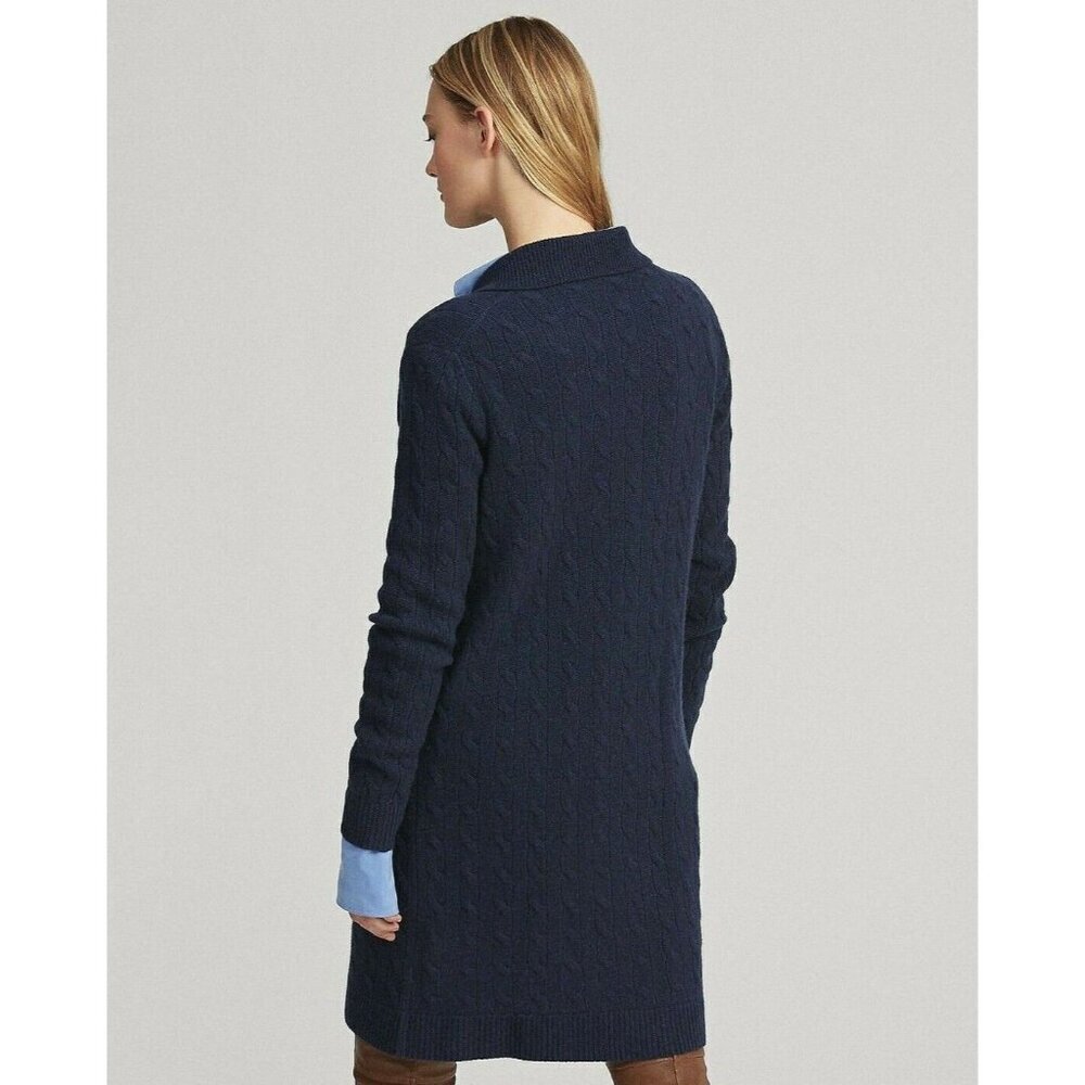 Polo Ralph Lauren 100% Cashmere Double Breasted Soft Cable Knit Navy Cardigan XS - Picture 3 of 11